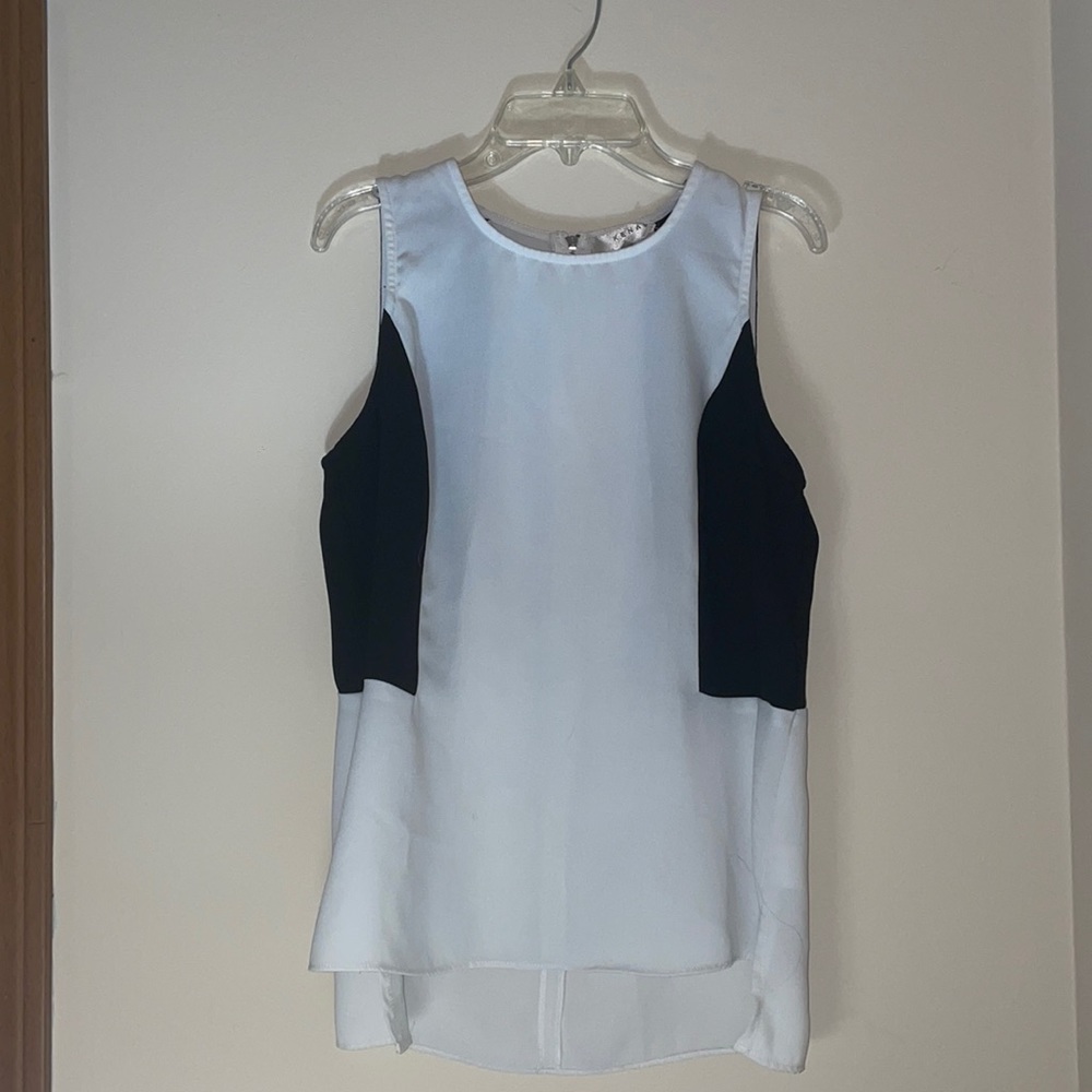 Size Small Kenar Dress Shirt, White and Black, light material, see through